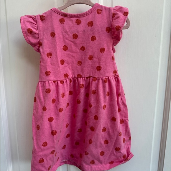 Okie Dokie 3T Girls Pink Ruffled A-line Short Sleeve Dress with Polka Dots - Picture 6 of 6